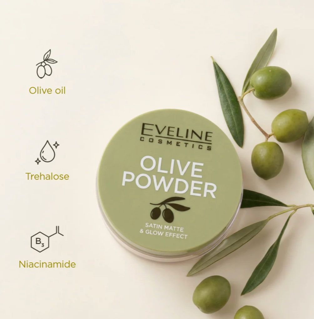 Pudra liberă cu extract de frunze și semințe de măslin Olive powder Eveline