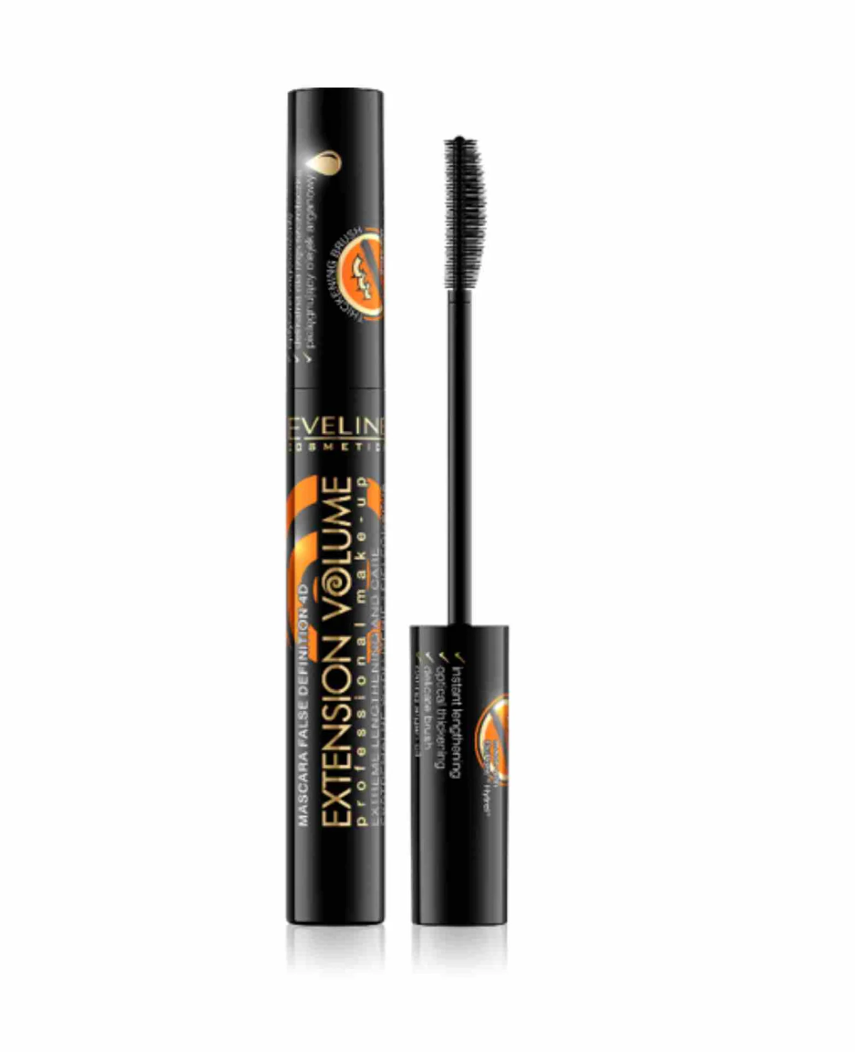 Mascara, Eveline Cosmetics, Extension Volume 4D, 10 ml, negru