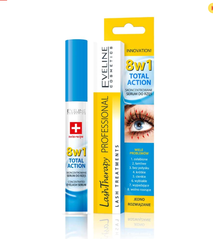 Serum concentrat pentru gene Eveline 8 in 1 Total Action Lash Therapy Professional