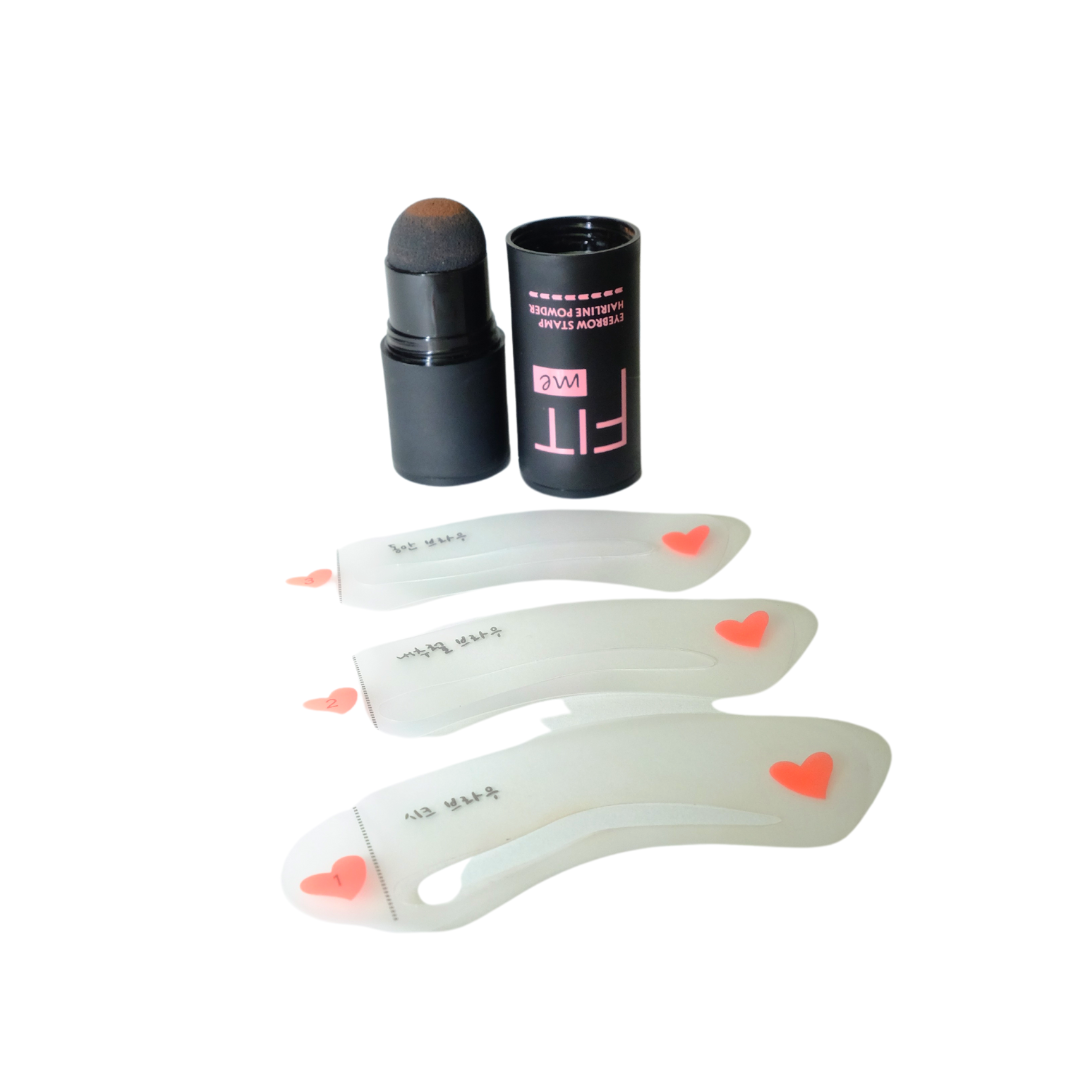 Sello para cejas, Fit Me, Sello para cejas, 3 plantillas incluidas, marrón