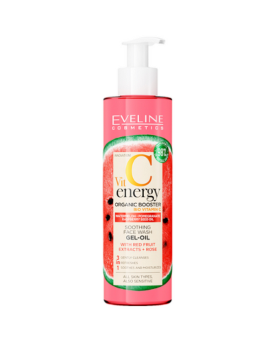 Gel- ulei calmant pentru curatarea fetei, Eveline Cosmetics, Vit C Energy, 3 in 1, 200 ml