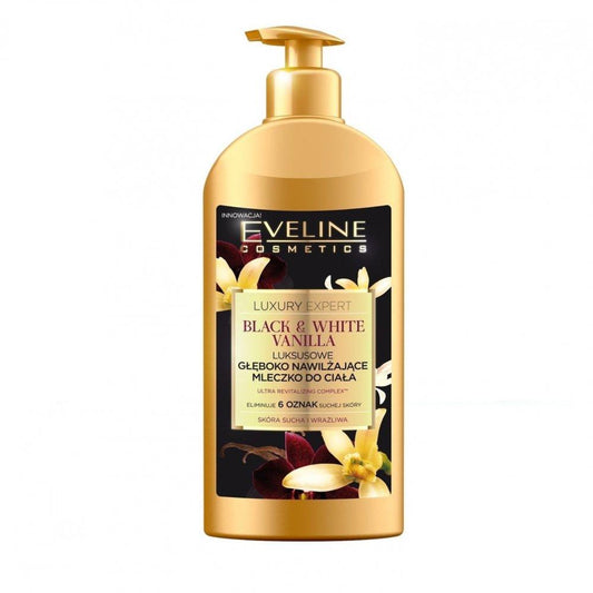 Lotiune de corp, Eveline Cosmetics, Luxury Expert Black & White Vanilla, 350 ml