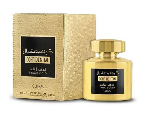 Z- Apa de Parfum Confidential Private Gold, Lattafa, 100 ml