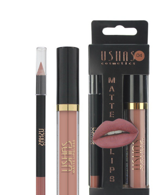 Lip kit labial líquido + lápiz, USHAS