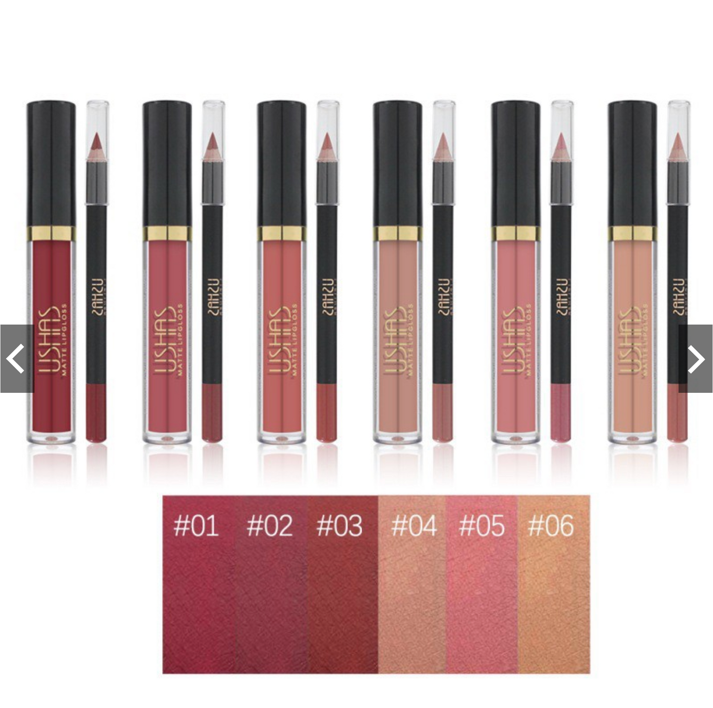 Lip kit labial líquido + lápiz, USHAS