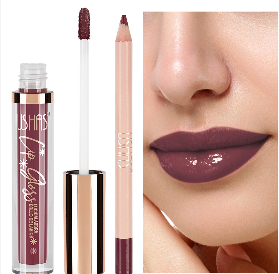 Gloss pentru buze USHAS Lip Gloss Matt + 1 Creion